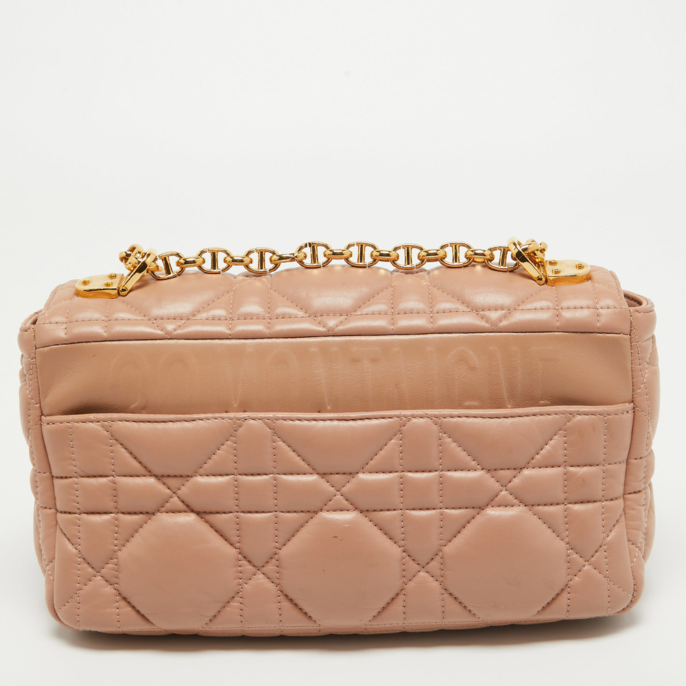 DIOR Beige Quilted Leather Medium Caro Shoulder Bag - Picture 4 of 8
